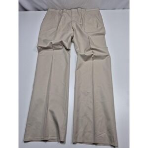 VTG Corbin Dress Pants Mens 44x36 Beige Cotton Khaki Flat Front Unhemmed USA